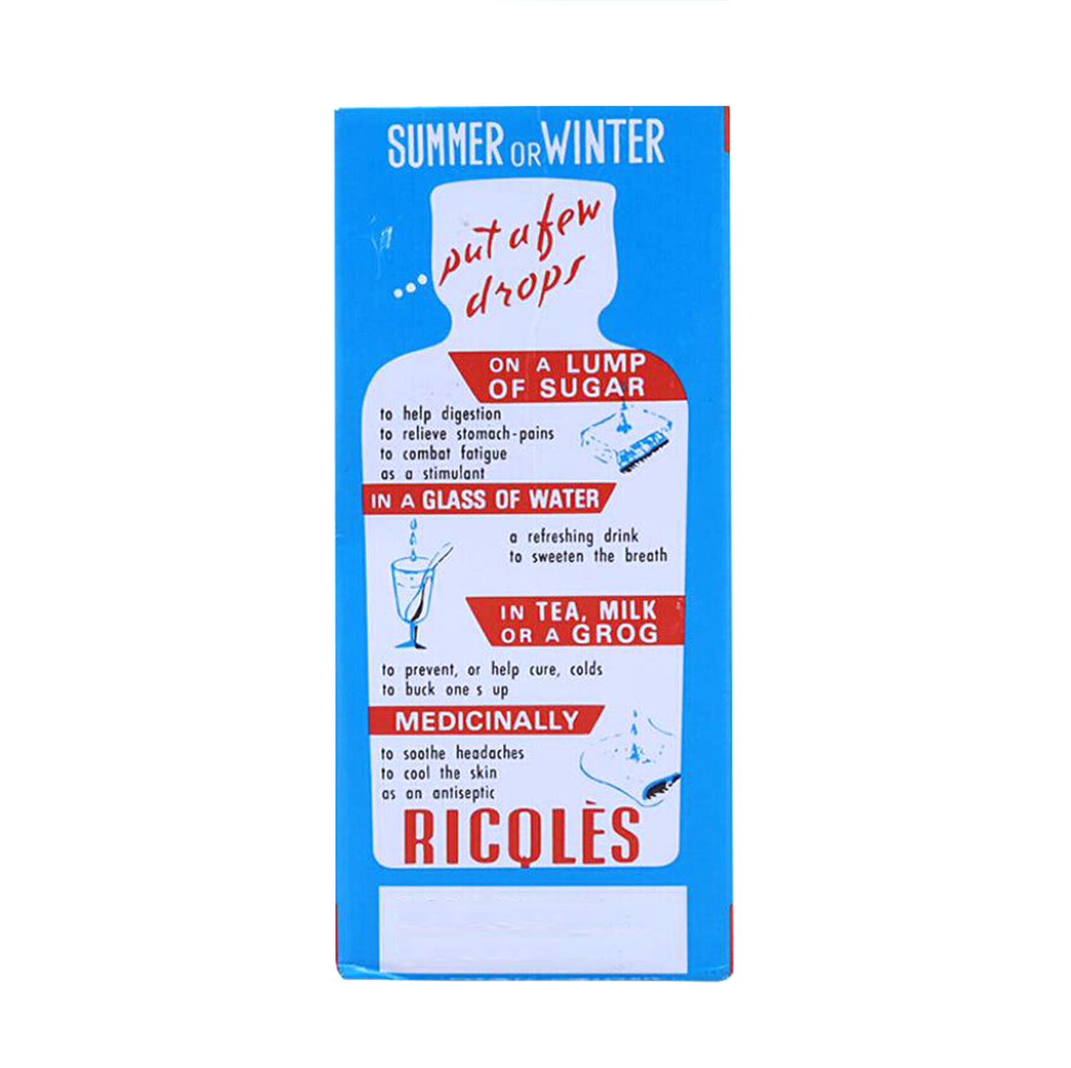 法国双飞人药水 RICQLES Peppermint Cure Retro Ad Ricqles Mint Alcohol 50ml Bottle - Image 3