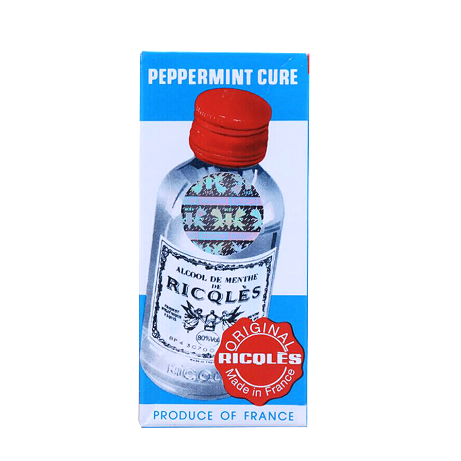 法国双飞人药水 RICQLES Peppermint Cure Retro Ad Ricqles Mint Alcohol 50ml Bottle - Image 2