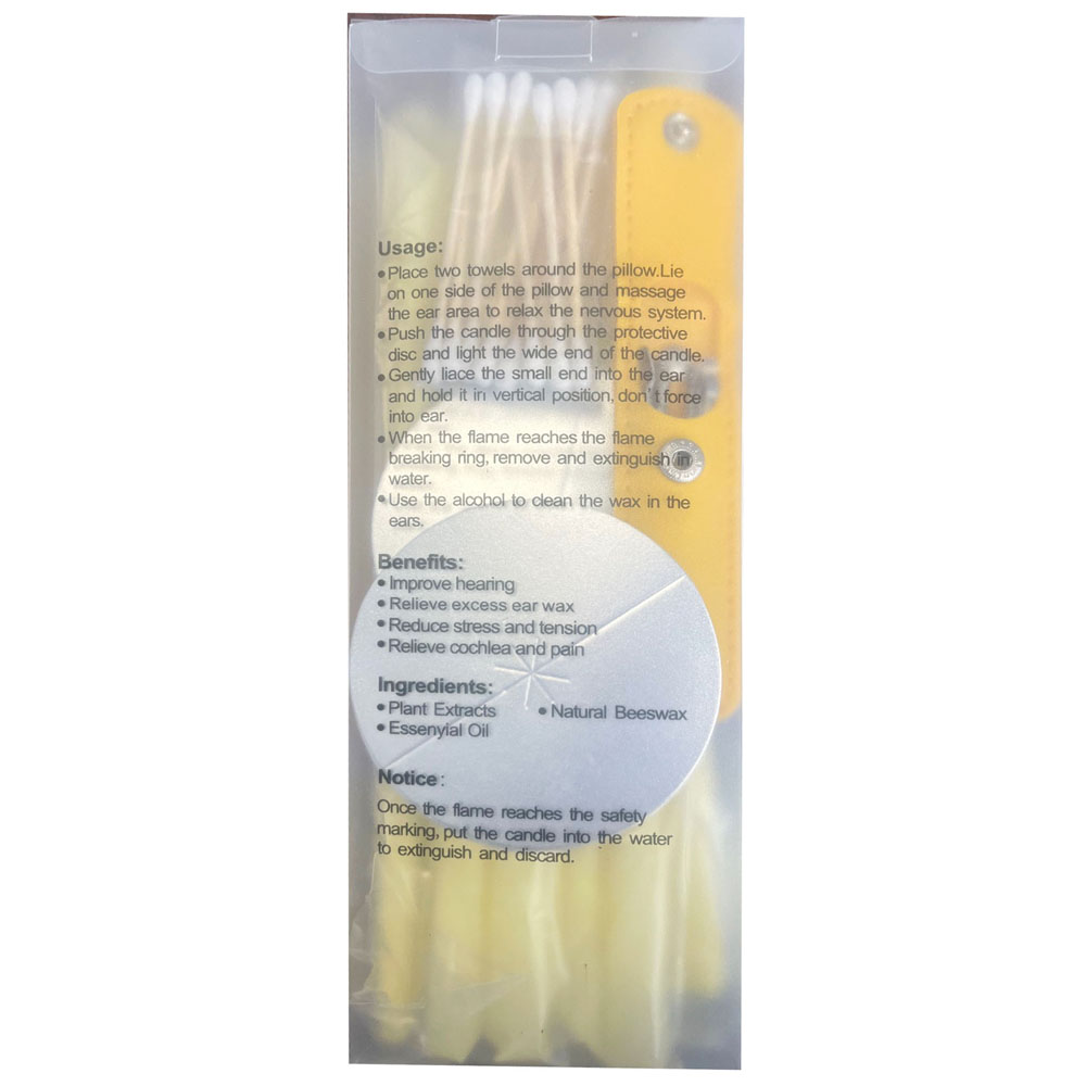 耳烛 Natural Beeswax Ear Candles 10 pc for ear Wax Removal Cleaning Tool Kit, with Cotton Swabs & Protective Disk - Image 11