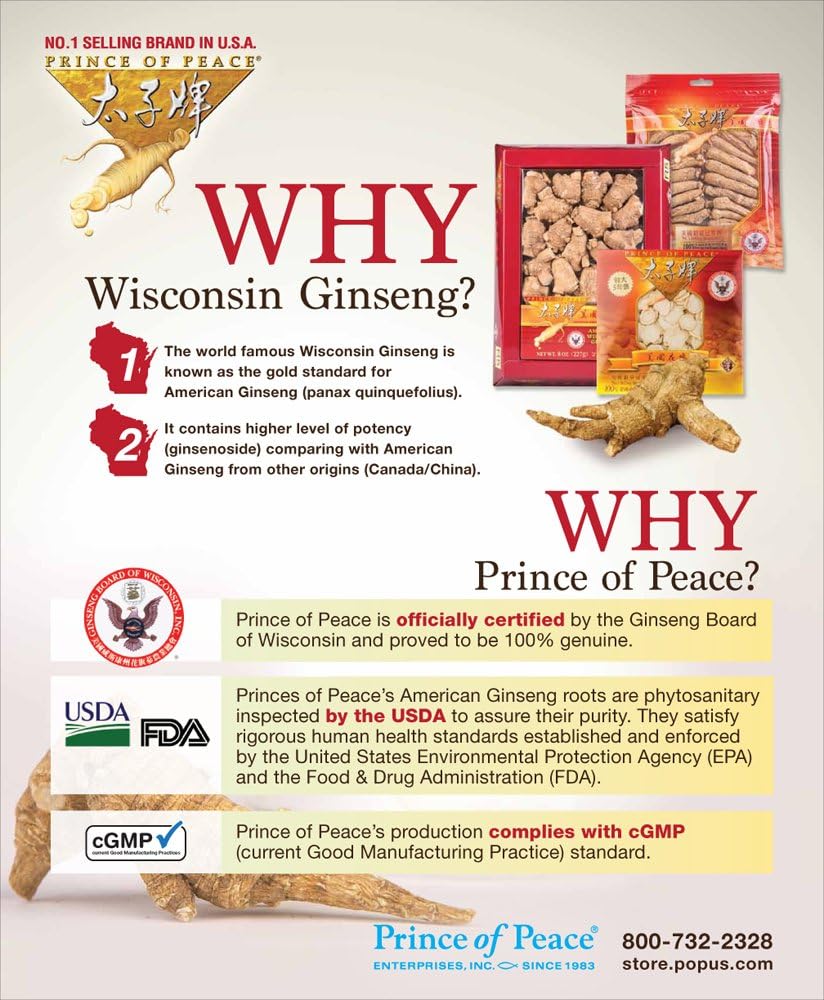 太子牌 花旗参 Prince Of Peace® Wisconsin American Ginseng Large(#4) Short Roots (4 oz) - Image 2