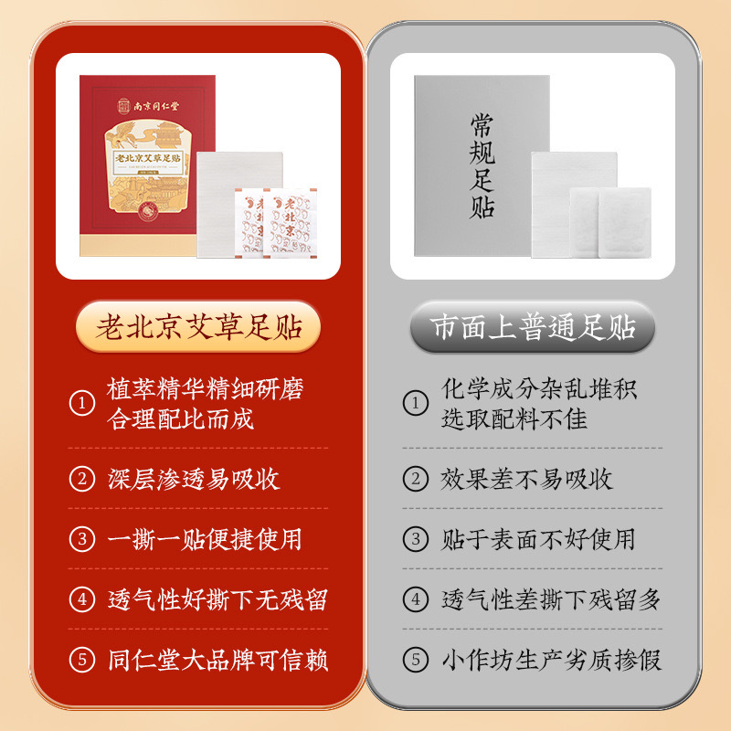 南京同仁堂 艾草足贴 Foot Pads, 10 Moxa Foot Pads and 10 Adhesive Sheets for Foot and Body Care - Image 13